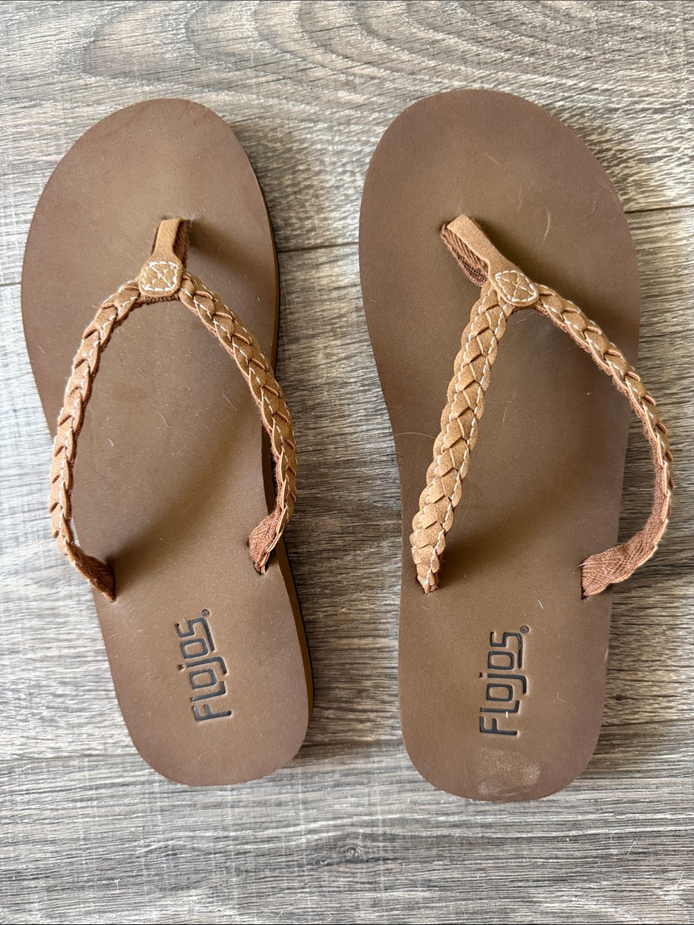 Flojos Brown Braided Thong Sandals